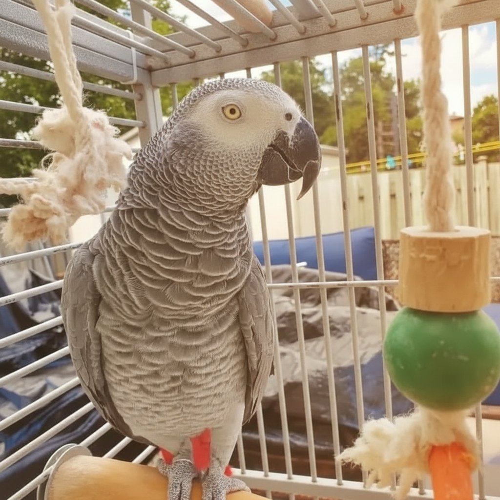 African Grey parrot for sale at Grace Parrots Aviary - Naomi, 11 months old female hand-raised intelligent talking parrot